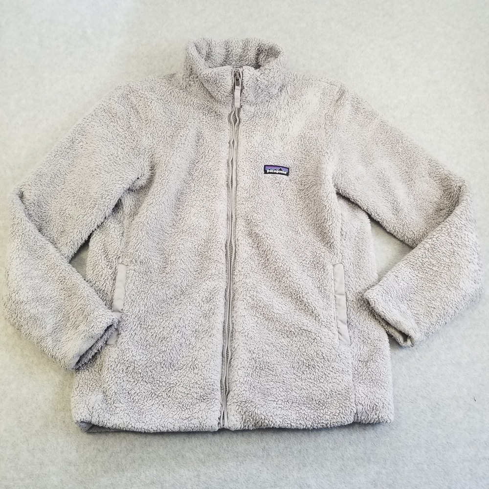 Patagonia Fleece Jacket Womens Medium Beige Full Zip Warm Cozy Outdoor Los Gatos